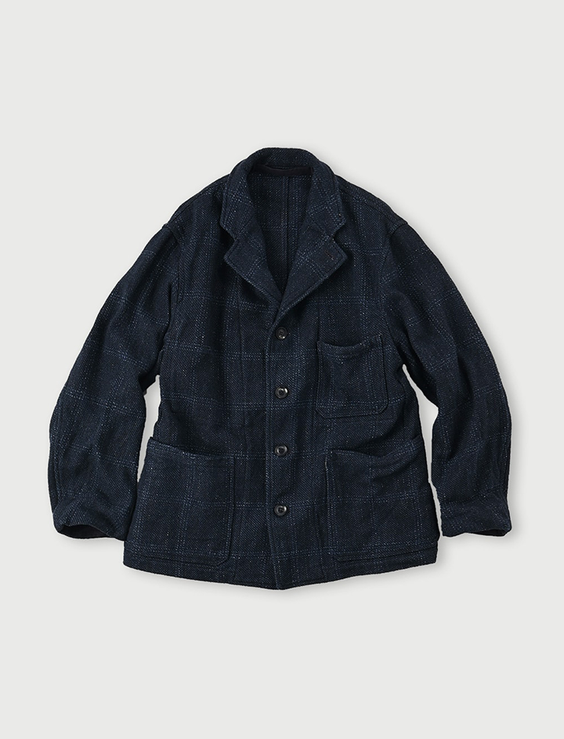 Indigo Cotton Tweed Working Jacket Men