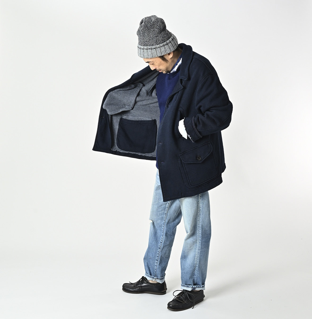 45R Indigo Hokkaido Cotton Fleece P-blouson Men