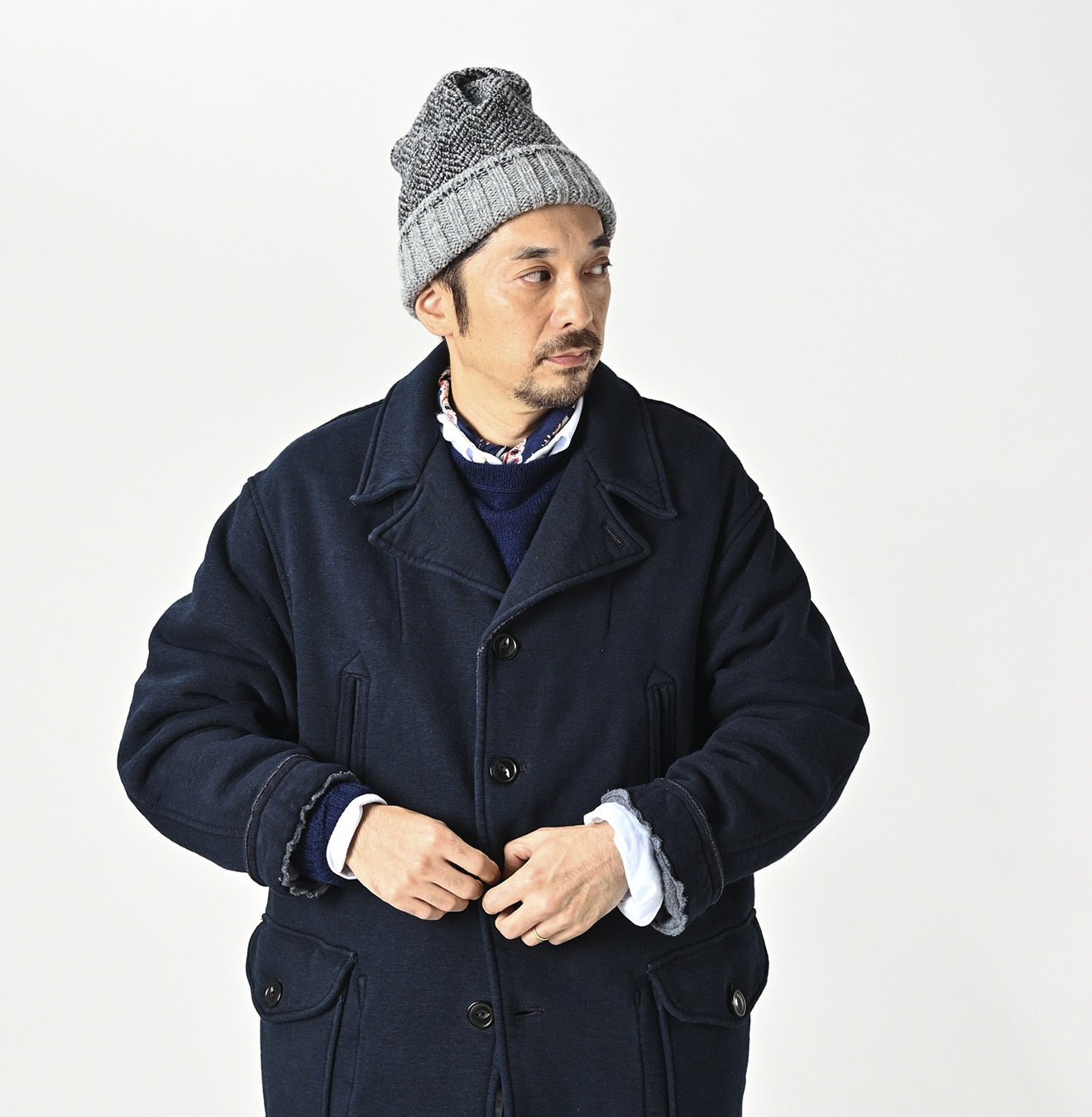 45R Indigo Hokkaido Cotton Fleece P-blouson Men