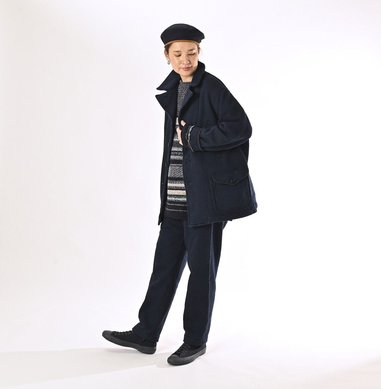 45R Indigo Hokkaido Cotton Fleece P-blouson Men