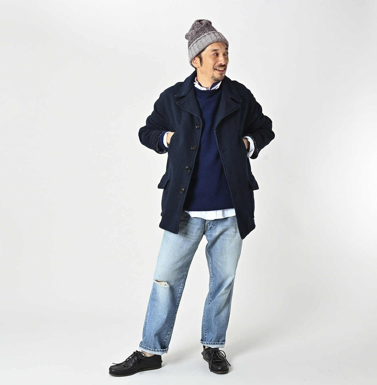 45R Indigo Hokkaido Cotton Fleece P-blouson Men