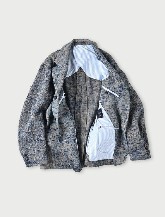 Ai Indigo Linen Silk Tweed Notting Hill Jacket Men