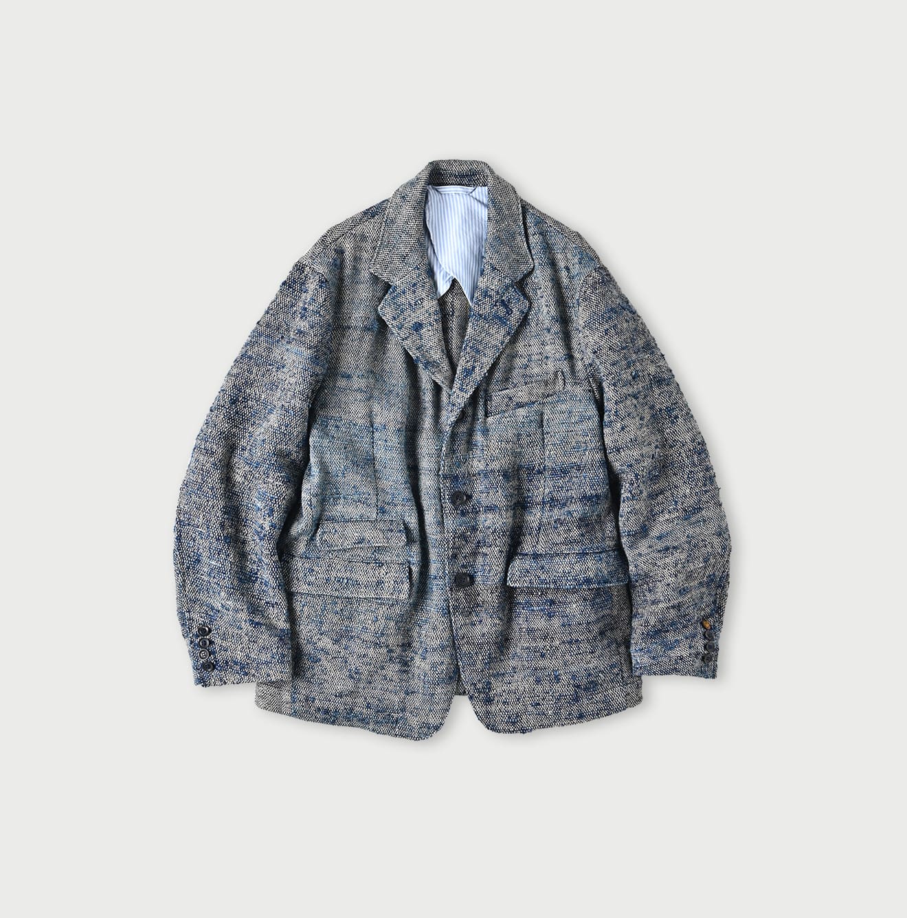 Ai Indigo Linen Silk Tweed Notting Hill Jacket Men