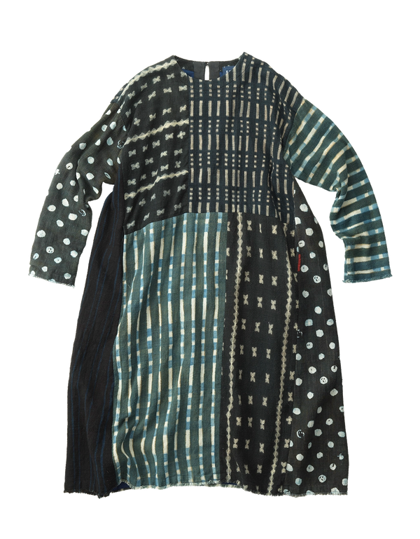 Ai Resist Dyed Mix Patchwork Uma-Dress