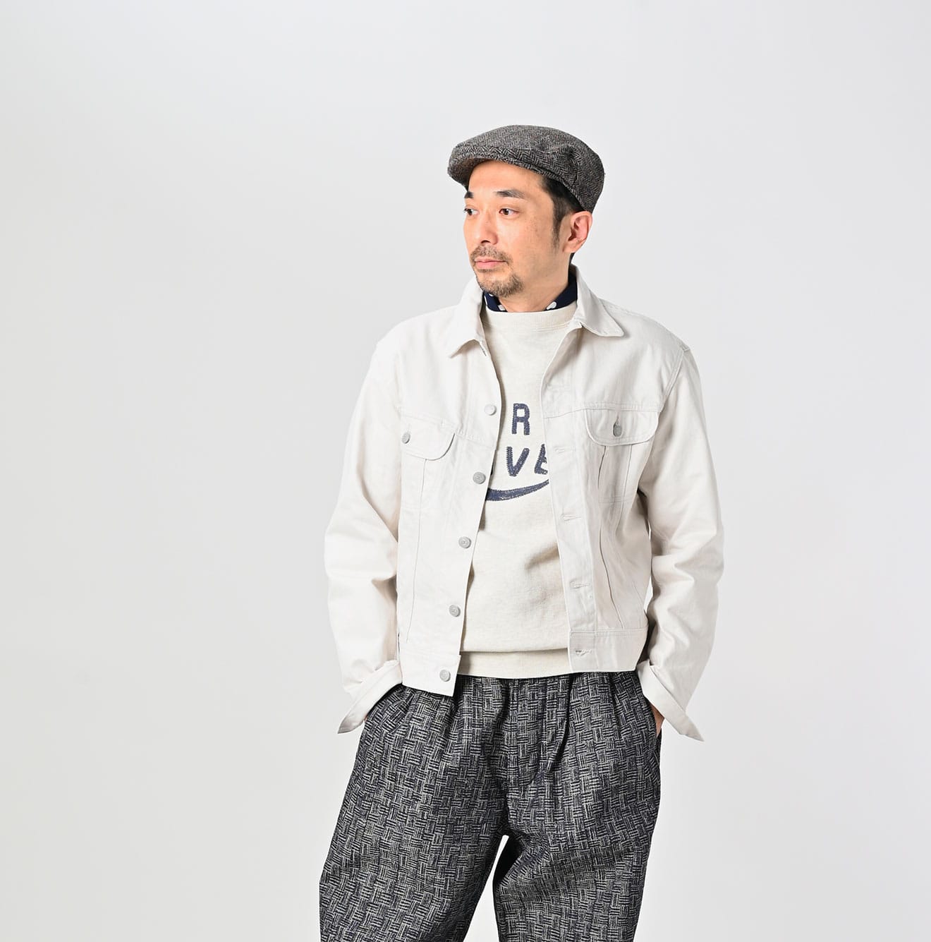 45R Rye Mugi Denim 908 Hikohime Jacket White