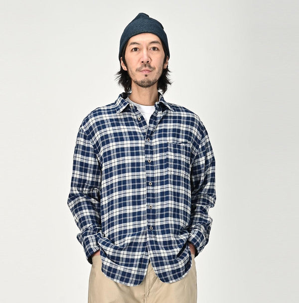 Indigo Fuwafuwa Double Woven 908 Loafer Shirt - 45R by 45rpm studio