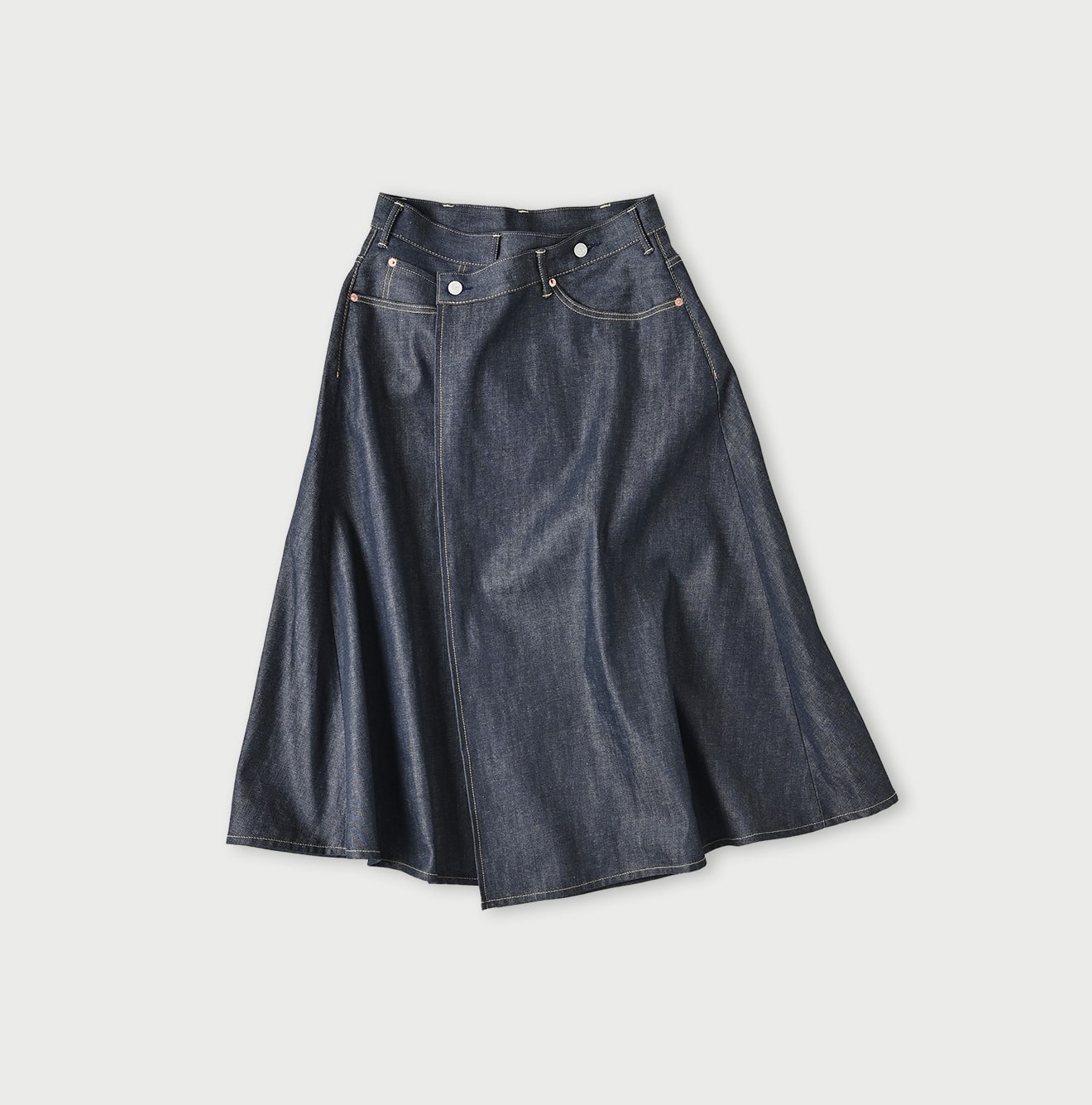 45R Rye Mugi Denim Crossover Skirt Raw