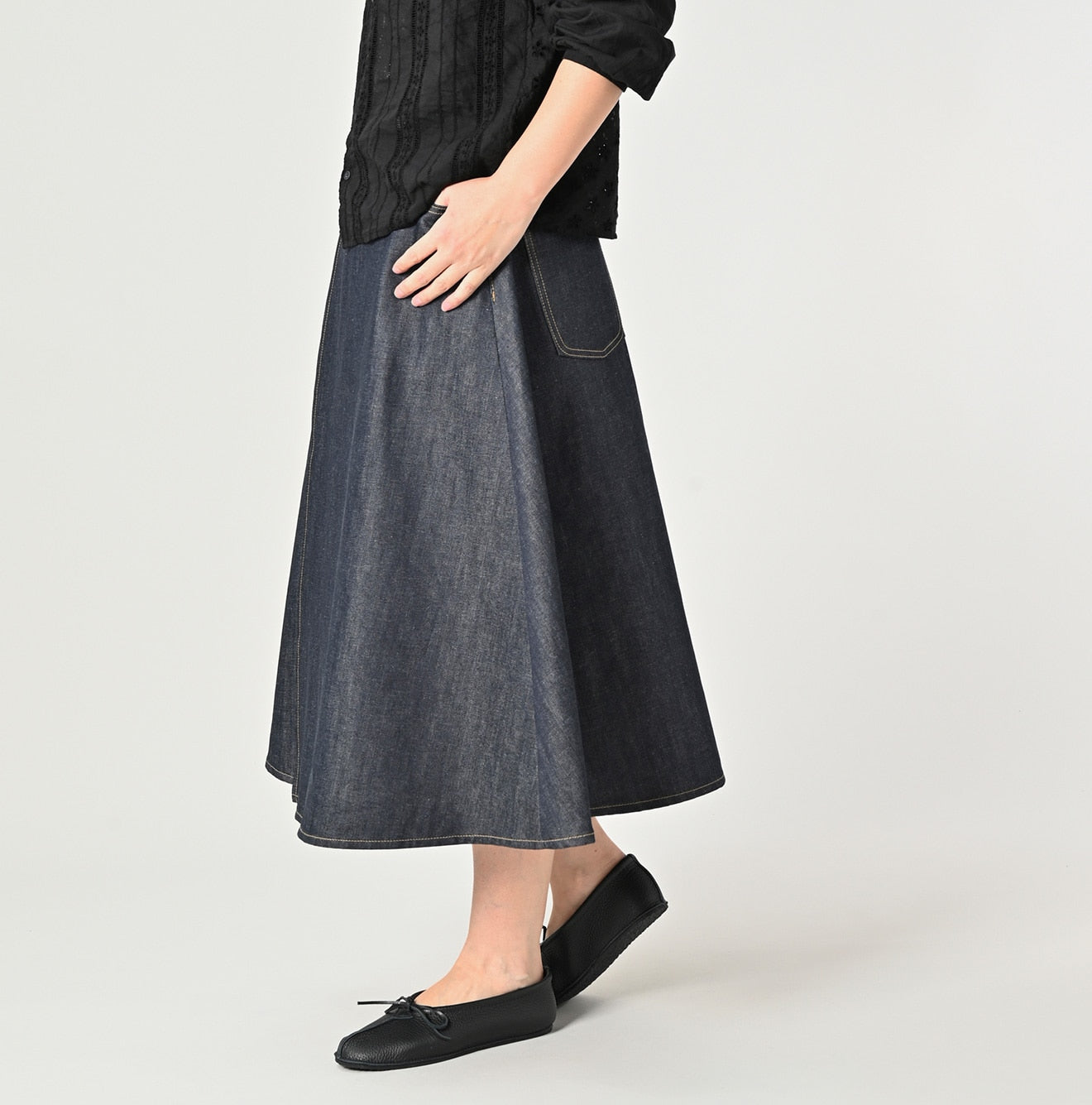 45R Rye Mugi Denim Crossover Skirt Raw