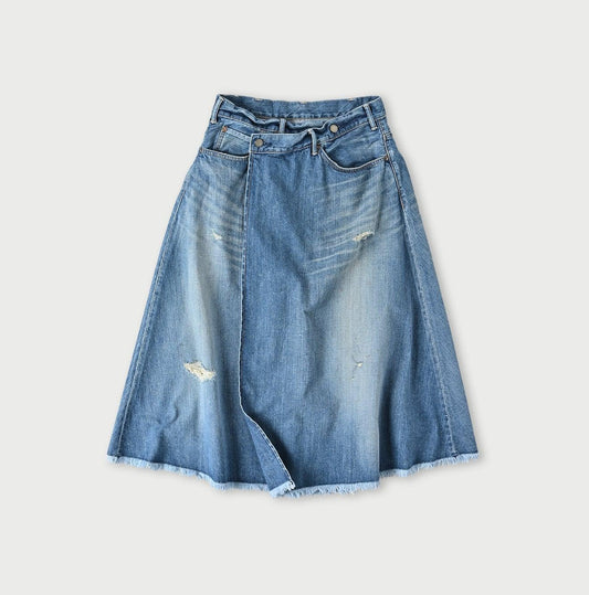 Rye Mugi Denim Crossover Skirt Sei - 45R by 45rpm studio