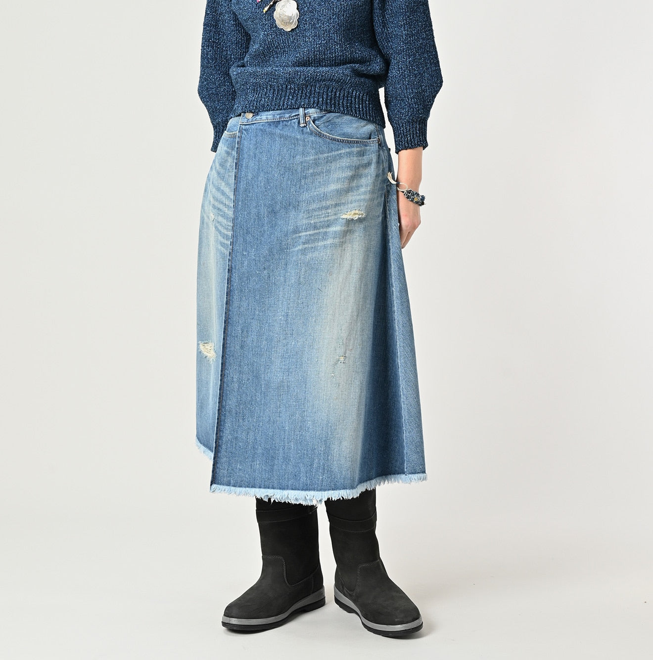 45R Rye Mugi Denim Crossover Skirt Sei