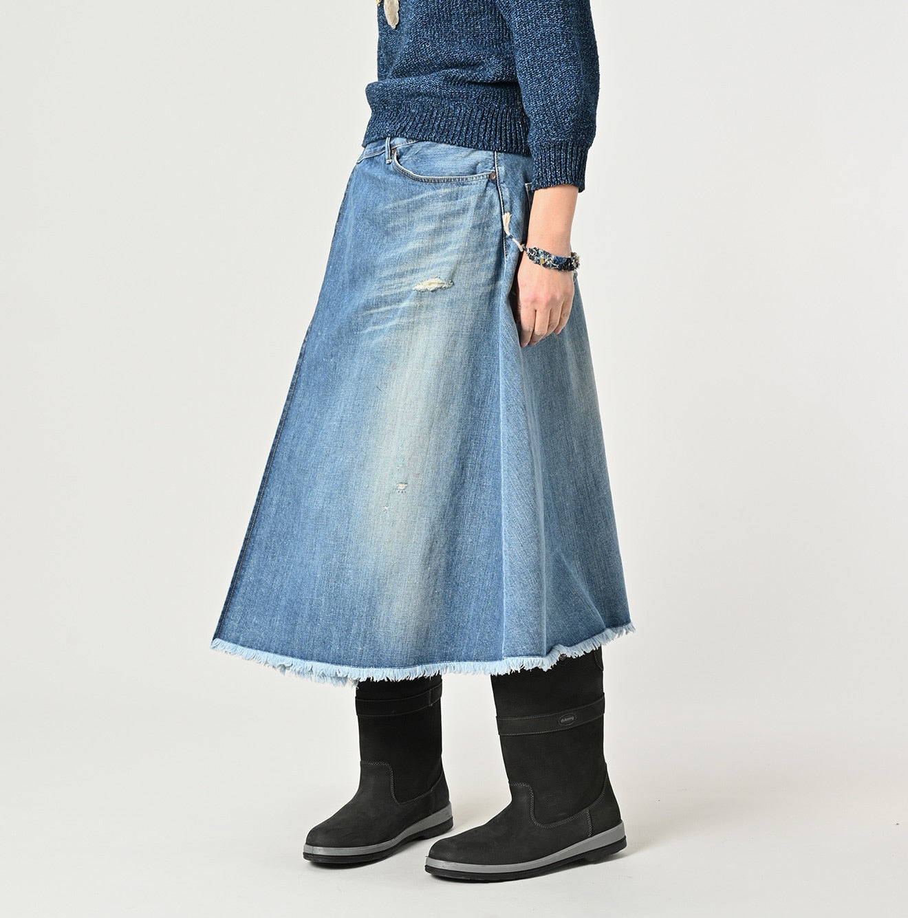 45R Rye Mugi Denim Crossover Skirt Sei