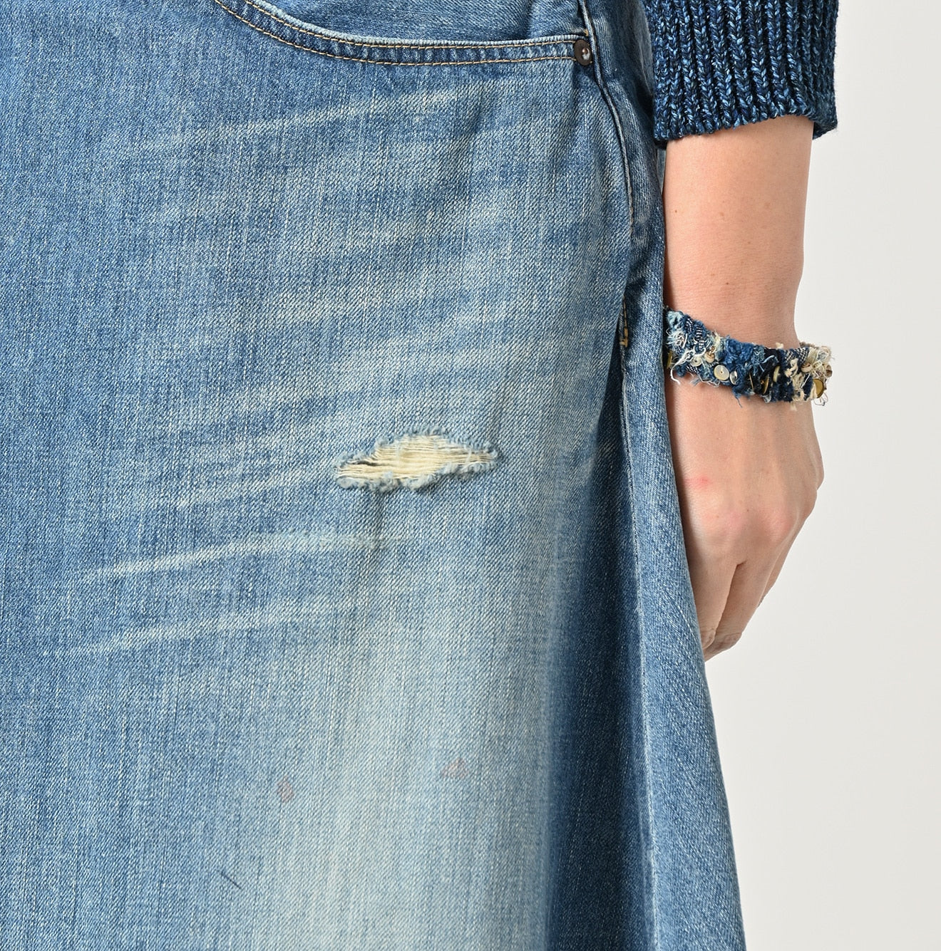 45R Rye Mugi Denim Crossover Skirt Sei