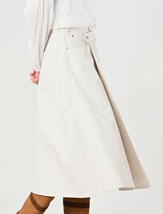 Rye Mugi Denim Crossover Skirt White Raw