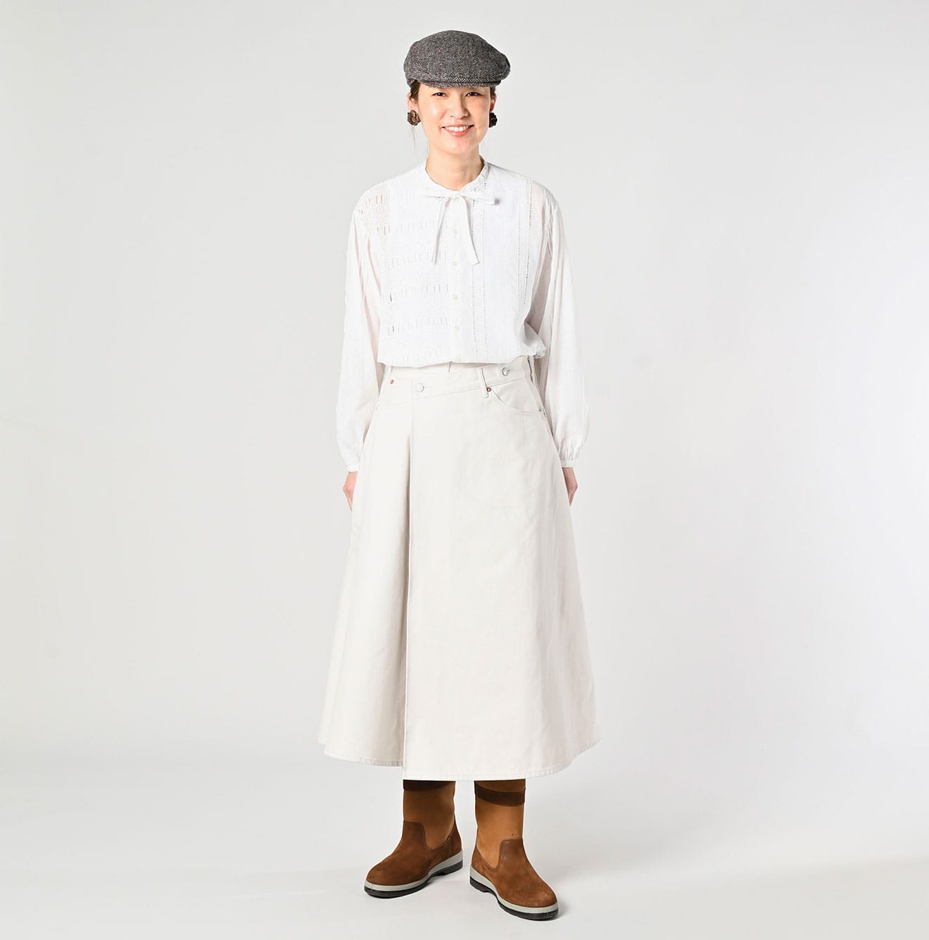 45R Rye Mugi Denim Crossover Skirt White Raw