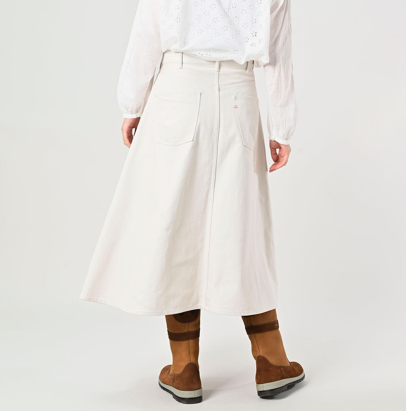 45R Rye Mugi Denim Crossover Skirt White Raw