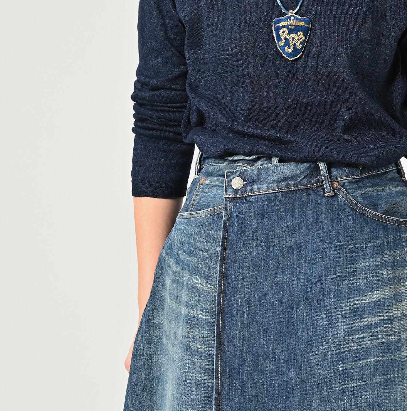 Rye Mugi Denim Crossover Skirt Syou (Up to L) - 45R by 45rpm studio - Image 5
