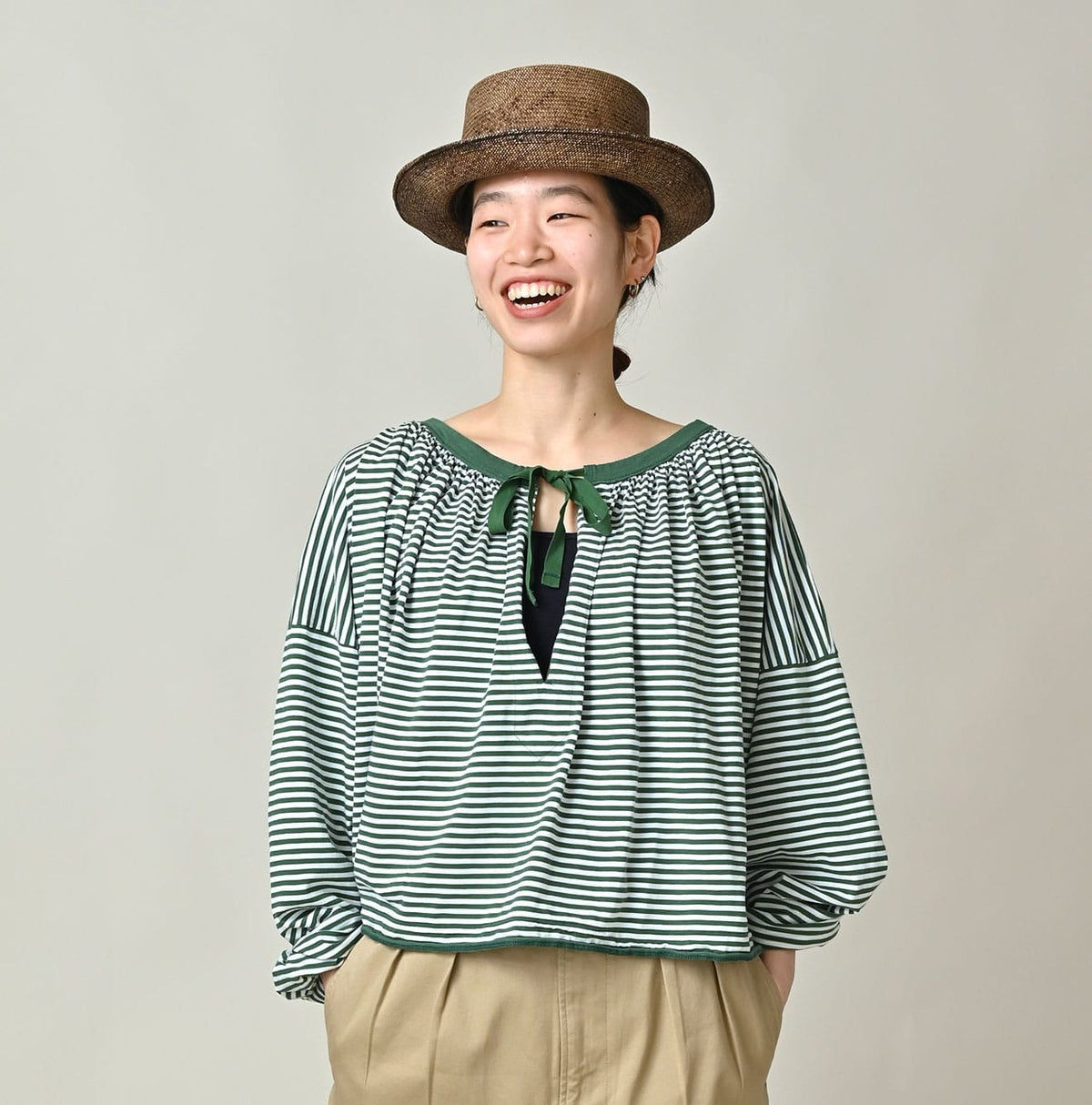 45R Supima Tenjiku Gathered Blouse