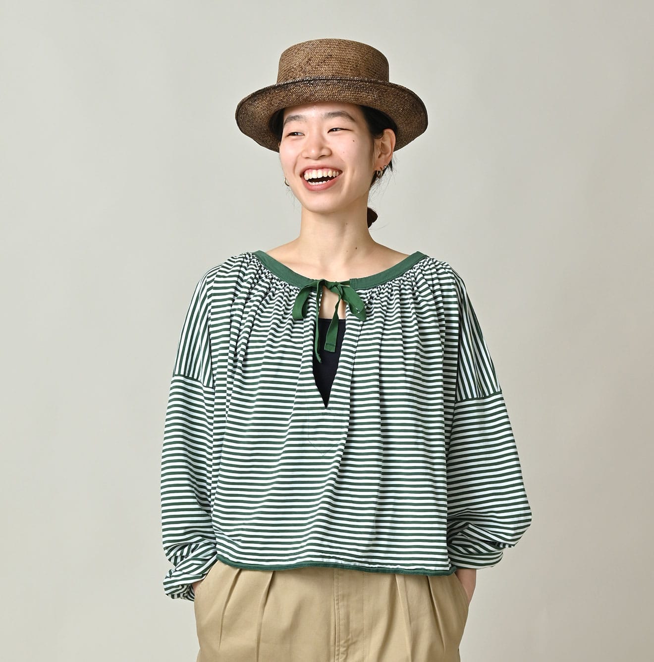 45R Supima Tenjiku Gathered Blouse