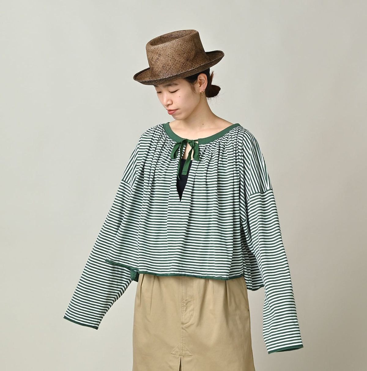 45R Supima Tenjiku Gathered Blouse