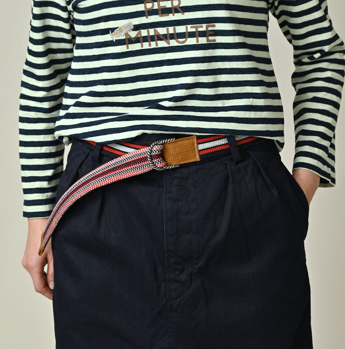 45R Indigo Regimental Stripe Knit Belt