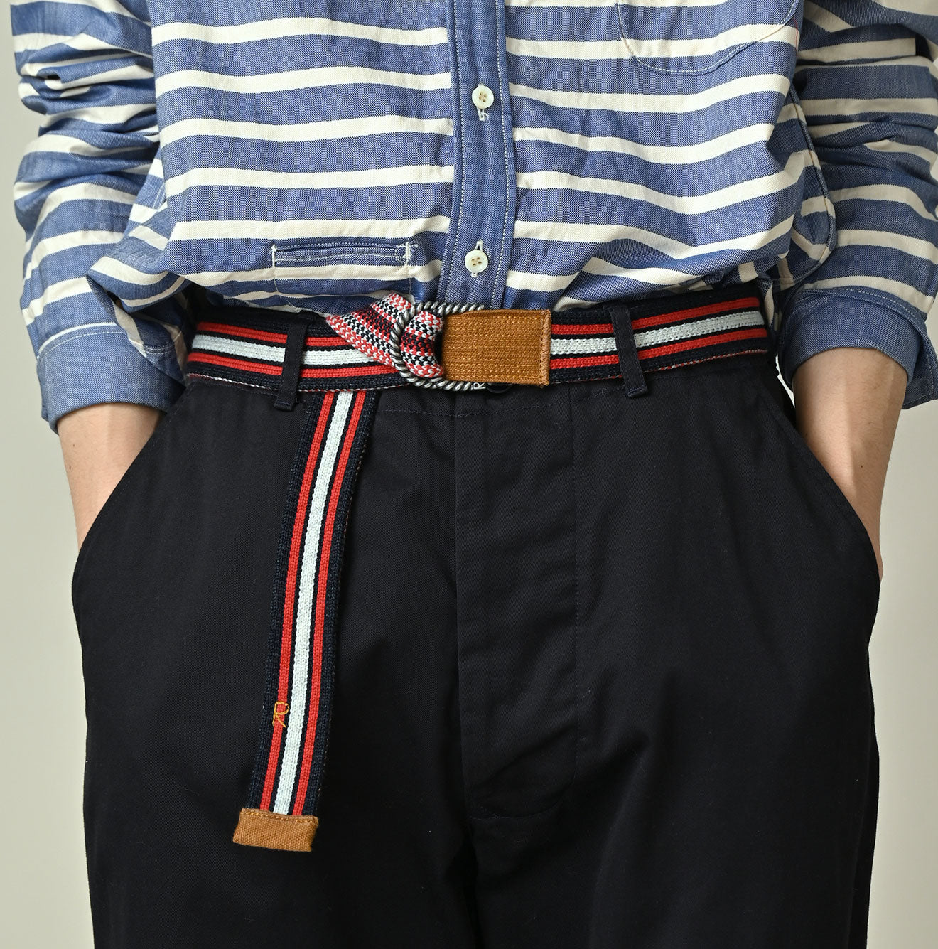 45R Indigo Regimental Stripe Knit Belt