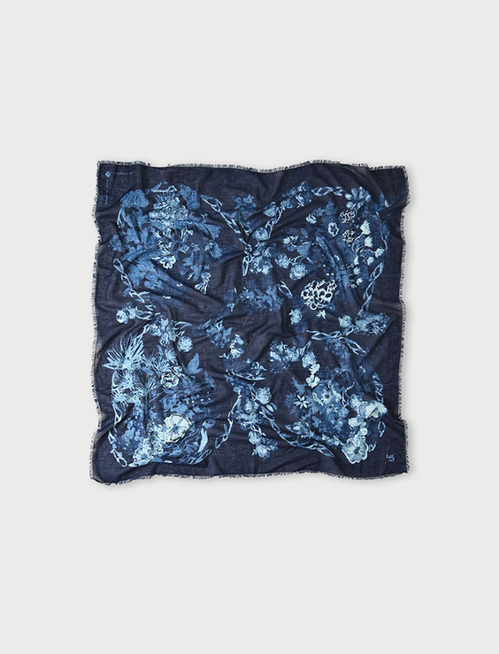 Indigo Gauze Flower Wreath FUROSHIKii