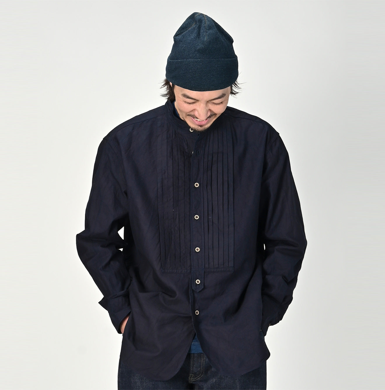 Indigo Supima Oxford 908 Pintuck Shirt - 45R by 45rpm studio