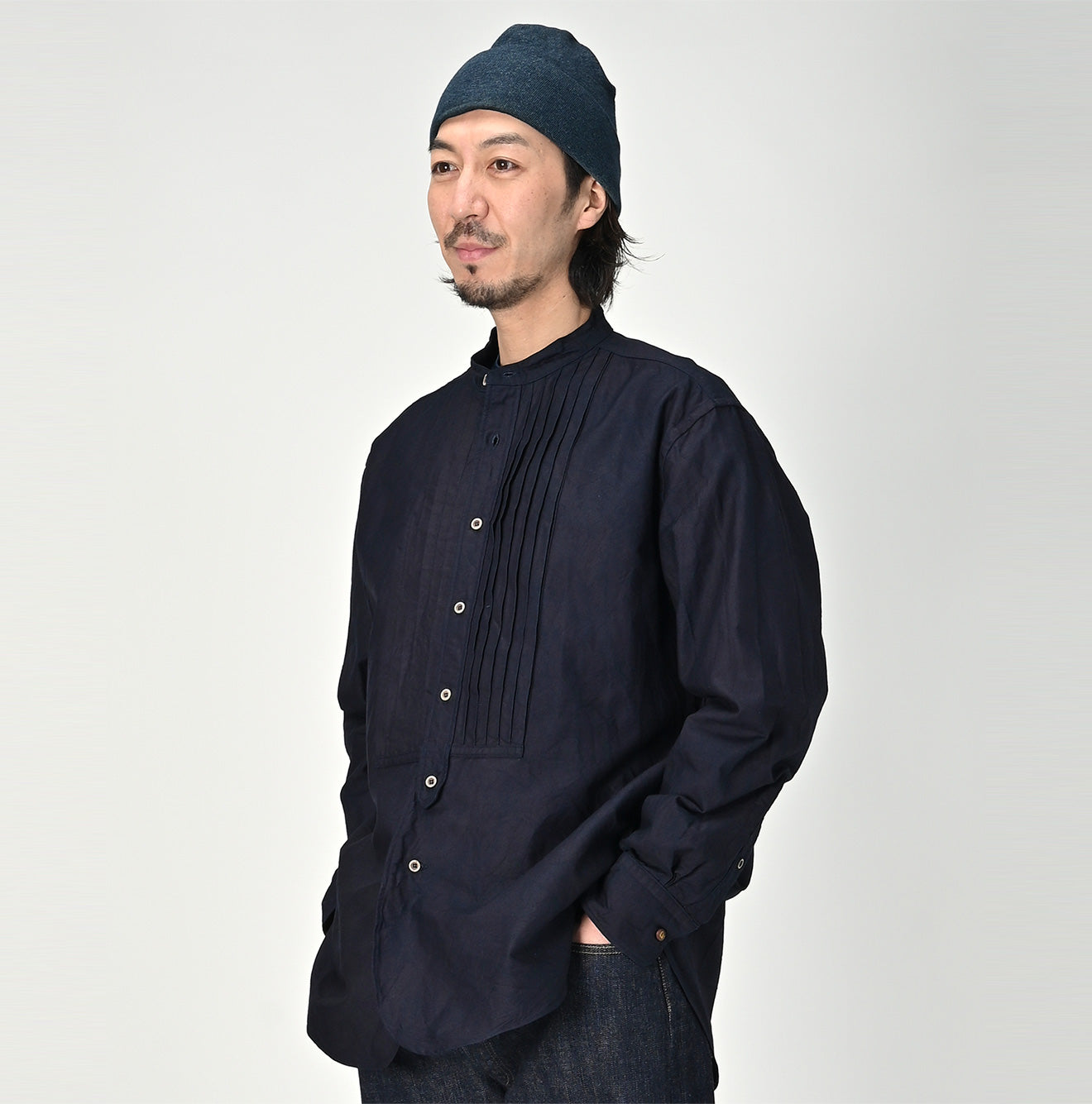 Indigo Supima Oxford 908 Pintuck Shirt - 45R by 45rpm studio