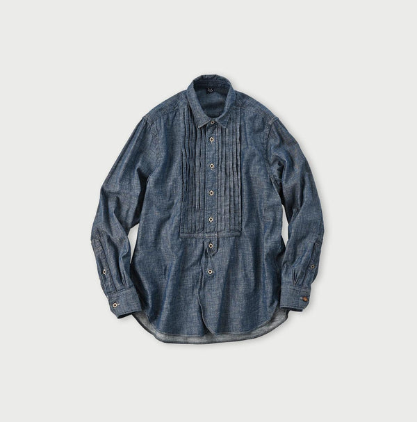 Indigo Dungaree Denim 908 Pintuck Shirt Nou - 45R by 45rpm studio