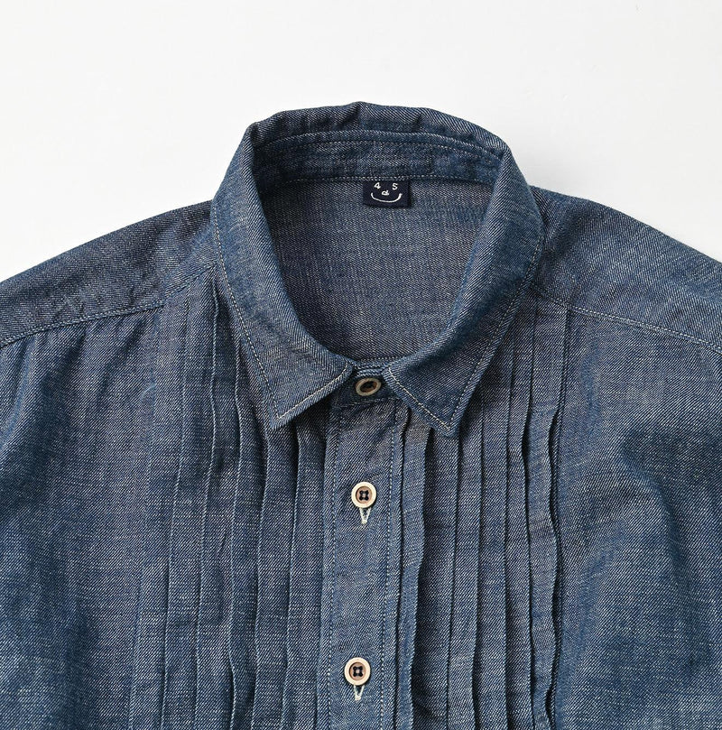 Indigo Dungaree Denim 908 Pintuck Shirt Nou - 45R by 45rpm studio - Image 10