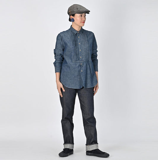 Indigo Dungaree Denim 908 Pintuck Shirt Nou - 45R by 45rpm studio
