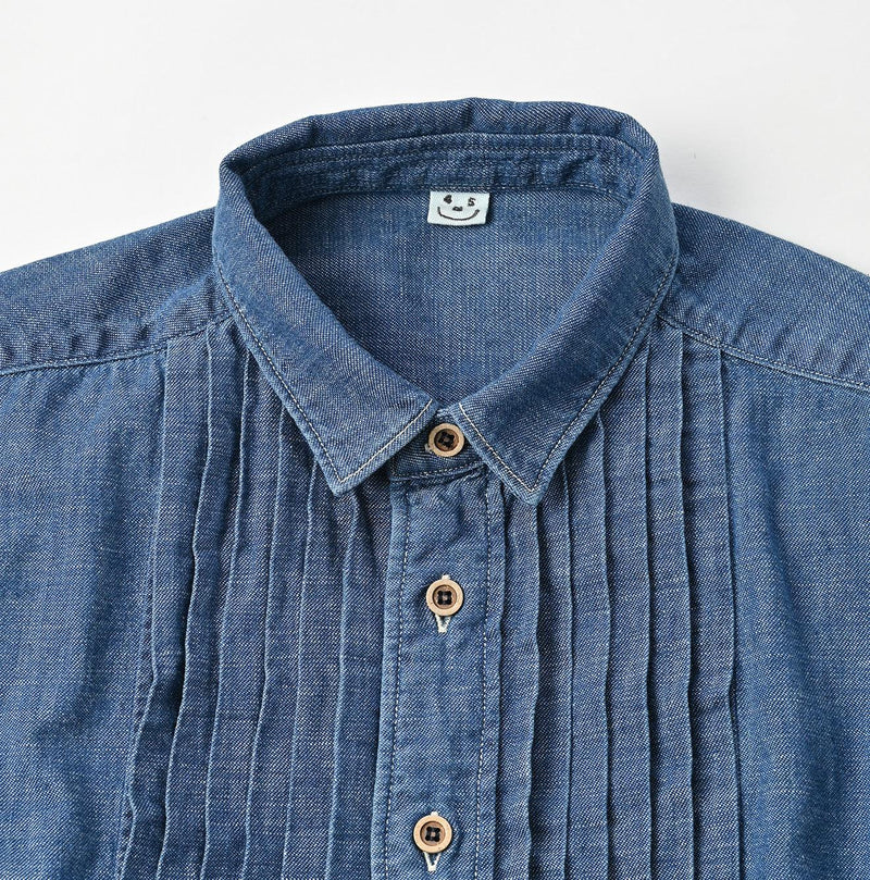 Indigo Dungaree Denim 908 Pintuck Shirt Zyu - 45R by 45rpm studio - Image 9