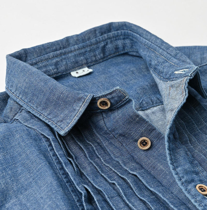 Indigo Dungaree Denim 908 Pintuck Shirt Zyu - 45R by 45rpm studio - Image 10