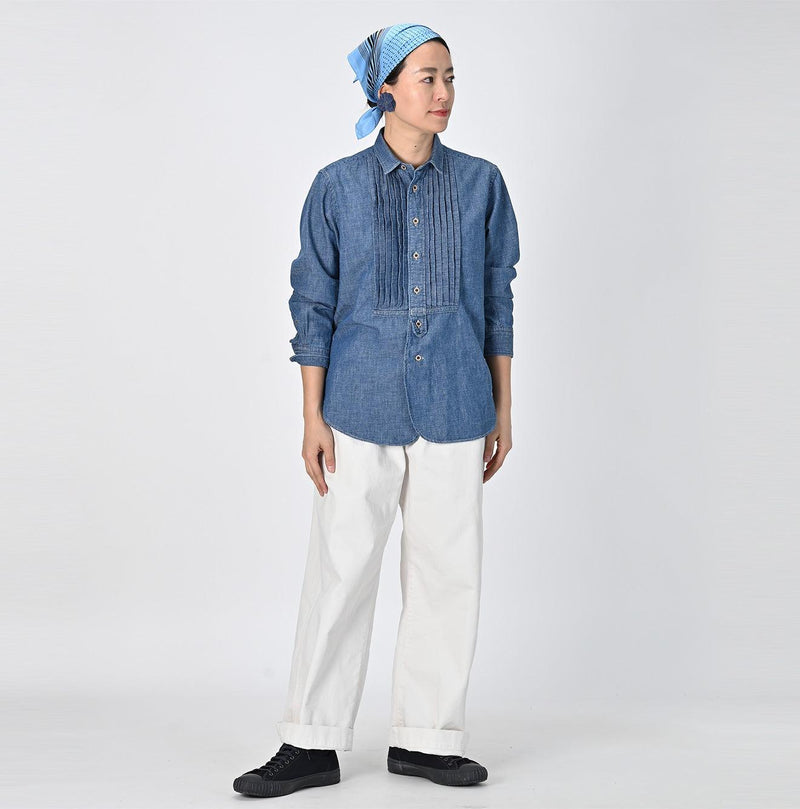 Indigo Dungaree Denim 908 Pintuck Shirt Zyu - 45R by 45rpm studio - Image 17