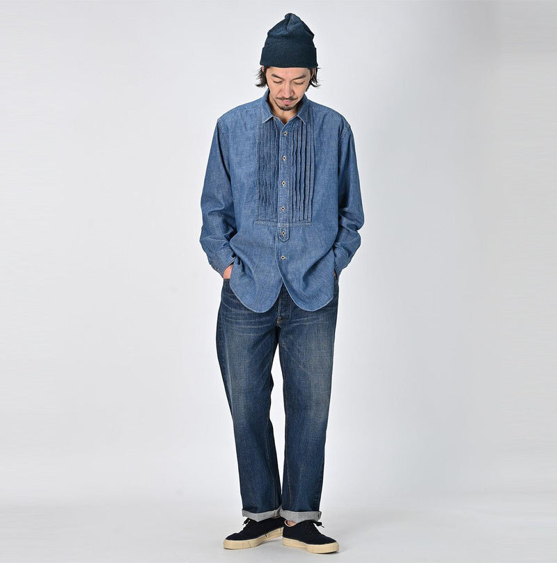 Indigo Dungaree Denim 908 Pintuck Shirt Zyu - 45R by 45rpm studio - Image 18