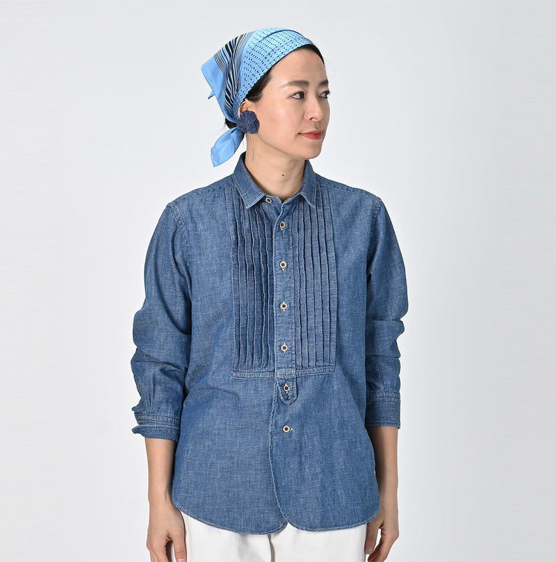 Indigo Dungaree Denim 908 Pintuck Shirt Zyu - 45R by 45rpm studio - Image 3