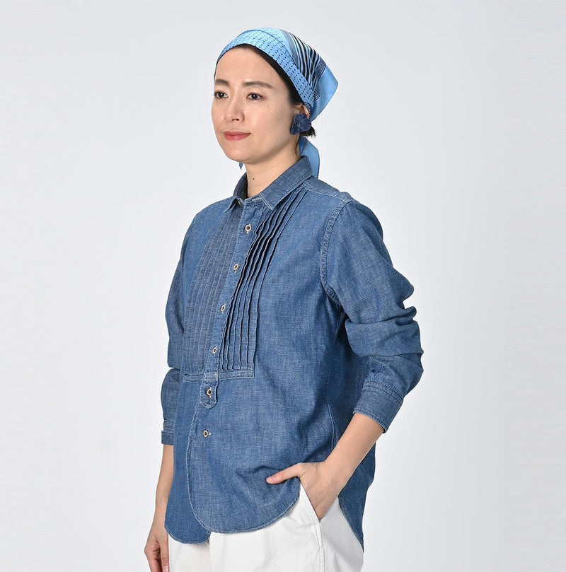 Indigo Dungaree Denim 908 Pintuck Shirt Zyu - 45R by 45rpm studio - Image 4