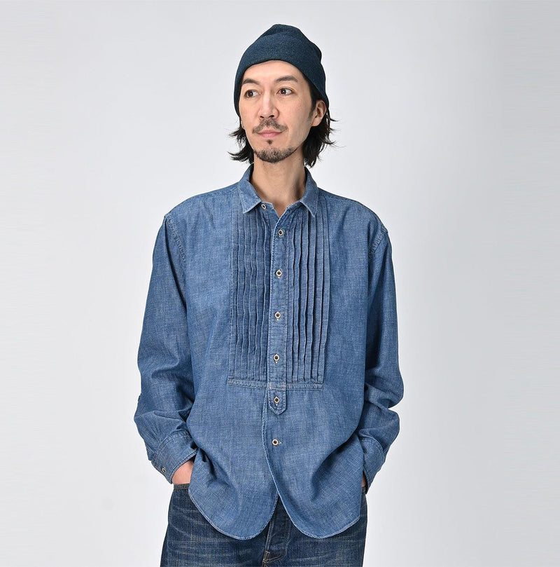 Indigo Dungaree Denim 908 Pintuck Shirt Zyu - 45R by 45rpm studio - Image 6