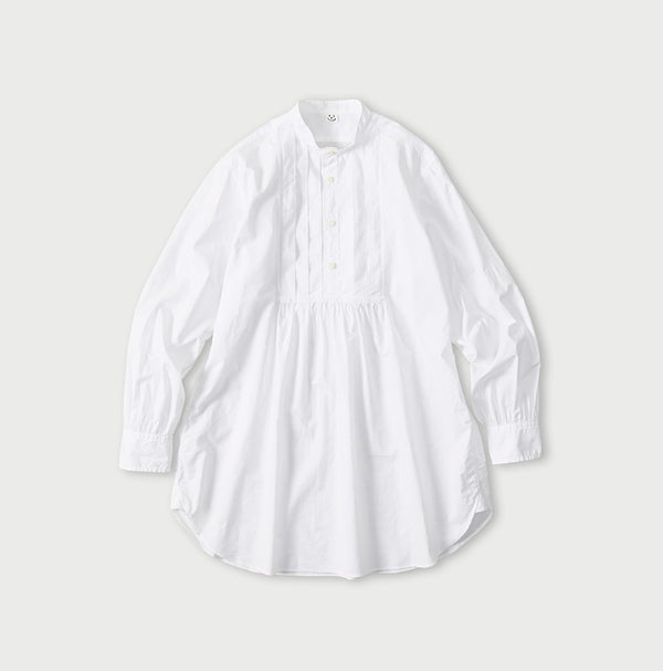 45R Batiste 908 Tuck Stand Collar Shirt (White)