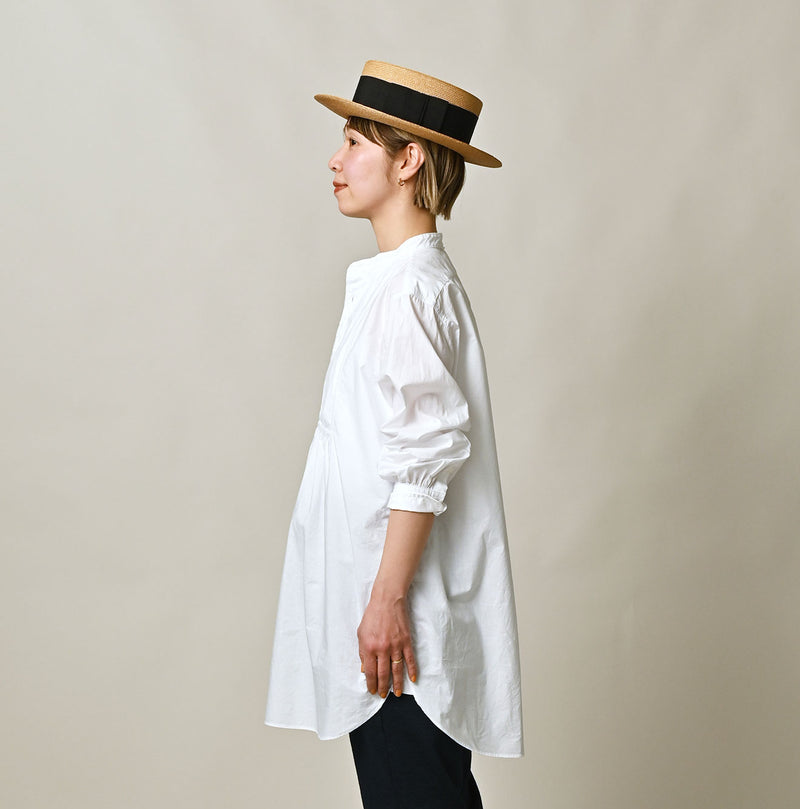 45R Batiste 908 Tuck Stand Collar Shirt (White) - Image 4