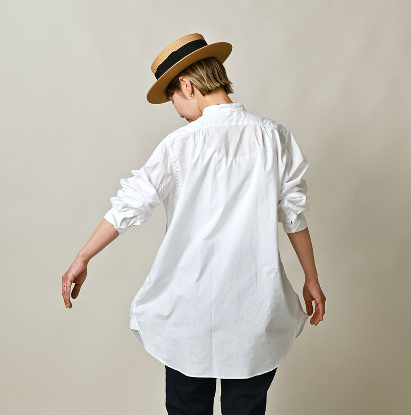 45R Batiste 908 Tuck Stand Collar Shirt (White) - Image 5