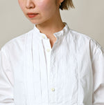 45R Batiste 908 Tuck Stand Collar Shirt (White)