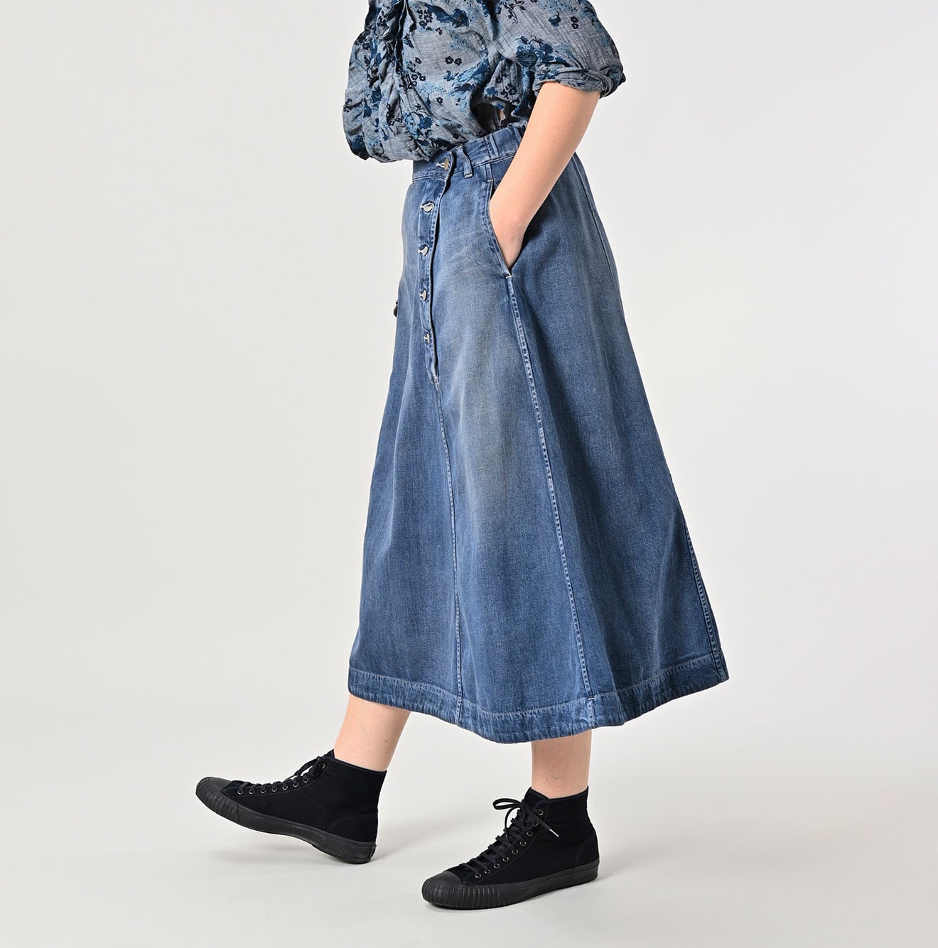 Mon-petit Denim Flare Skirt Tan - 45R by 45rpm studio