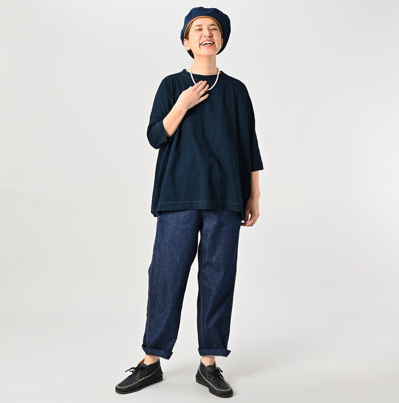 45R Indigo Big Slit T-shirt