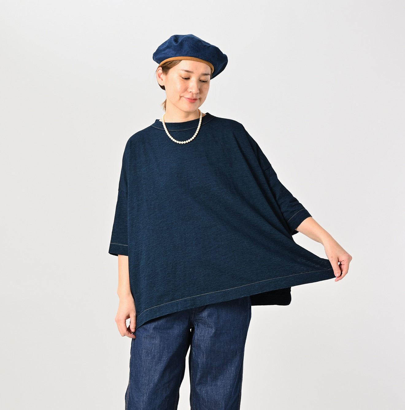 45R Indigo Big Slit T-shirt