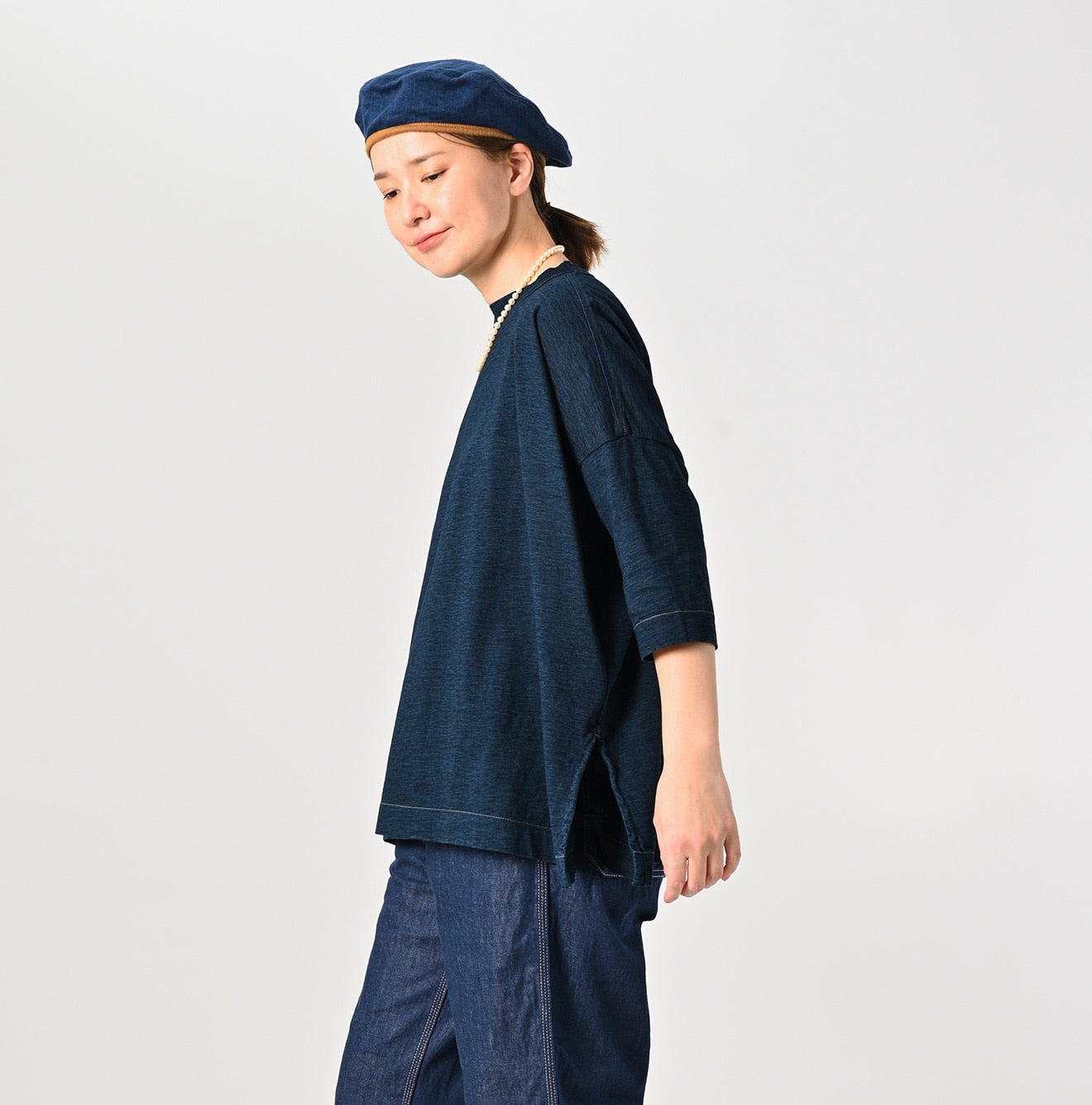 45R Indigo Big Slit T-shirt