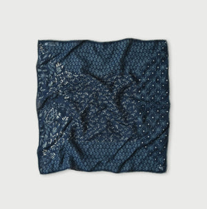 Indigo Supima Twill Patchwork Flower Bandana