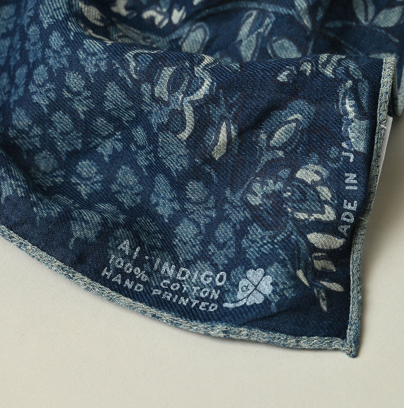 45R Indigo Supima Twill Patchwork Flower Bandana - Image 3