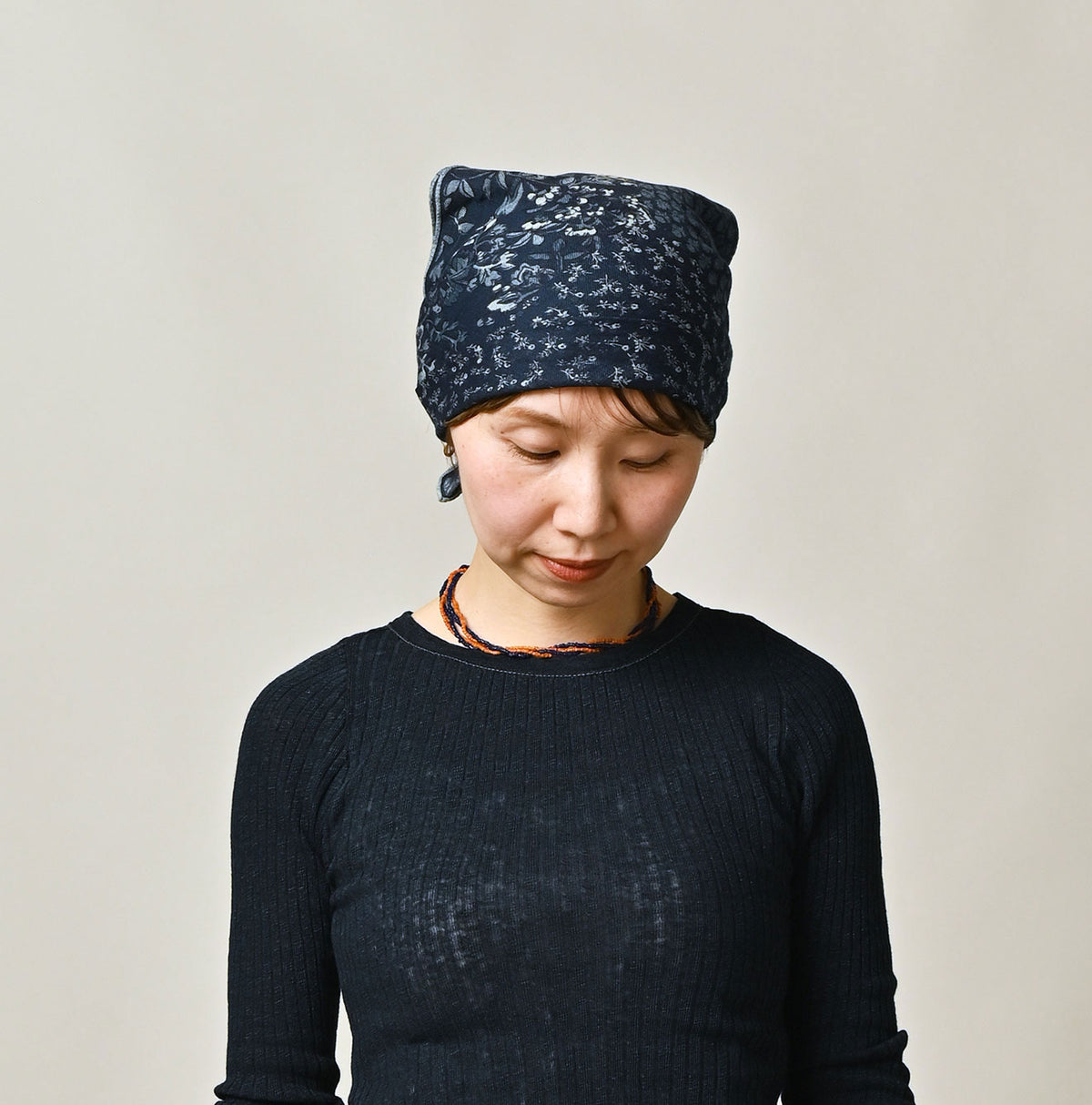 45R Indigo Supima Twill Patchwork Flower Bandana