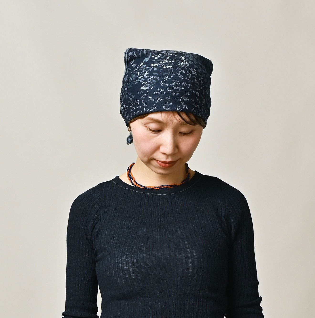 45R Indigo Supima Twill Patchwork Flower Bandana - Image 5